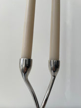Load image into Gallery viewer, Adjoining Chrome Candle Holders
