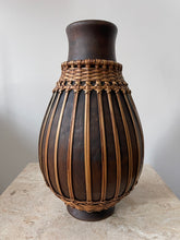 Load image into Gallery viewer, Wood and Rattan Wrapped Vase