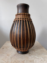 Load image into Gallery viewer, Wood and Rattan Wrapped Vase