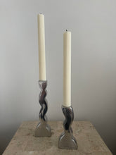 Load image into Gallery viewer, Chrome Wavy Candle Holders