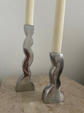 Load image into Gallery viewer, Chrome Wavy Candle Holders