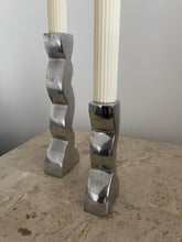 Load image into Gallery viewer, Chrome Wavy Candle Holders