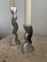 Load image into Gallery viewer, Chrome Wavy Candle Holders