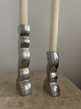 Load image into Gallery viewer, Chrome Wavy Candle Holders