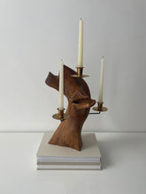 Load image into Gallery viewer, 1967 Sculptural Wood Candelabra