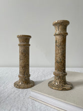 Load image into Gallery viewer, Carved Stone Pillar Candle Holders
