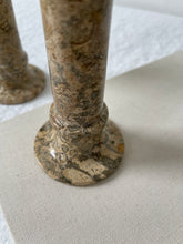 Load image into Gallery viewer, Carved Stone Pillar Candle Holders