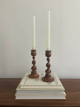 Load image into Gallery viewer, Pair of Wooden Spiral Candle Holders