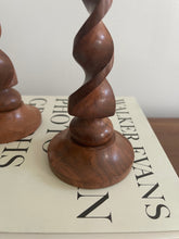 Load image into Gallery viewer, Pair of Wooden Spiral Candle Holders