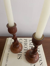 Load image into Gallery viewer, Pair of Wooden Spiral Candle Holders