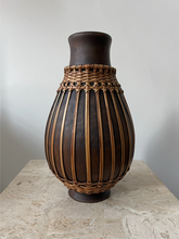 Load image into Gallery viewer, Wood and Rattan Wrapped Vase