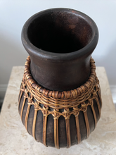 Load image into Gallery viewer, Wood and Rattan Wrapped Vase