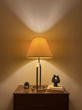 Load image into Gallery viewer, Chrome Table Lamp With Pleated Shade