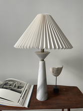 Load image into Gallery viewer, Marble Table Lamp with Pleated Shade