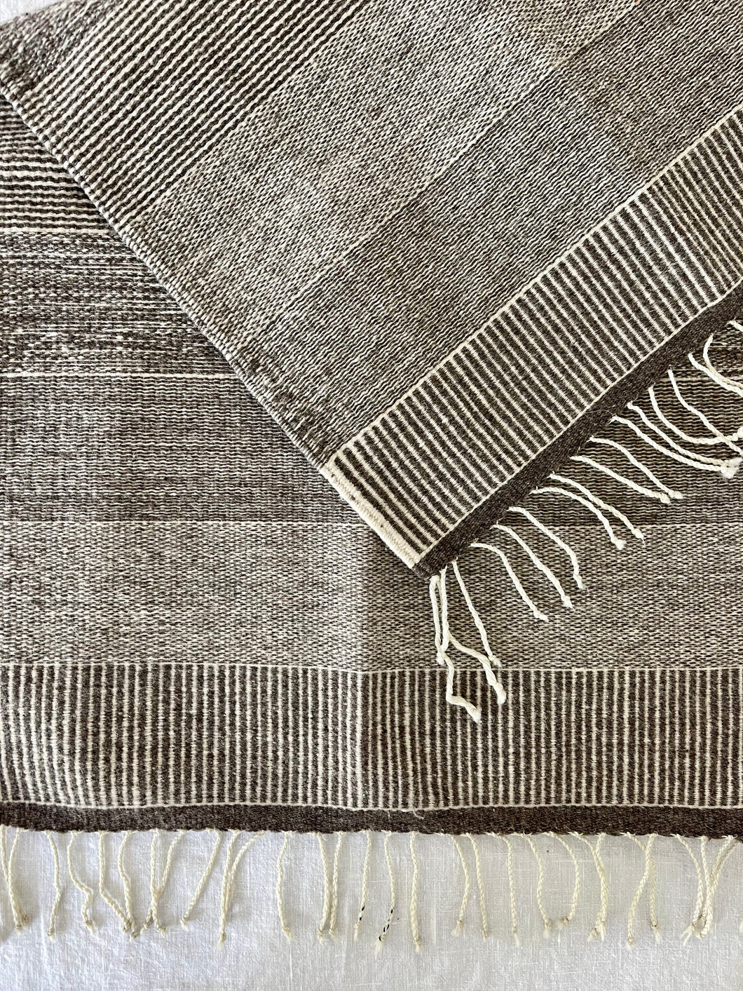 Oaxacan Handmade Wool Rug- Gray Stripe 22.5