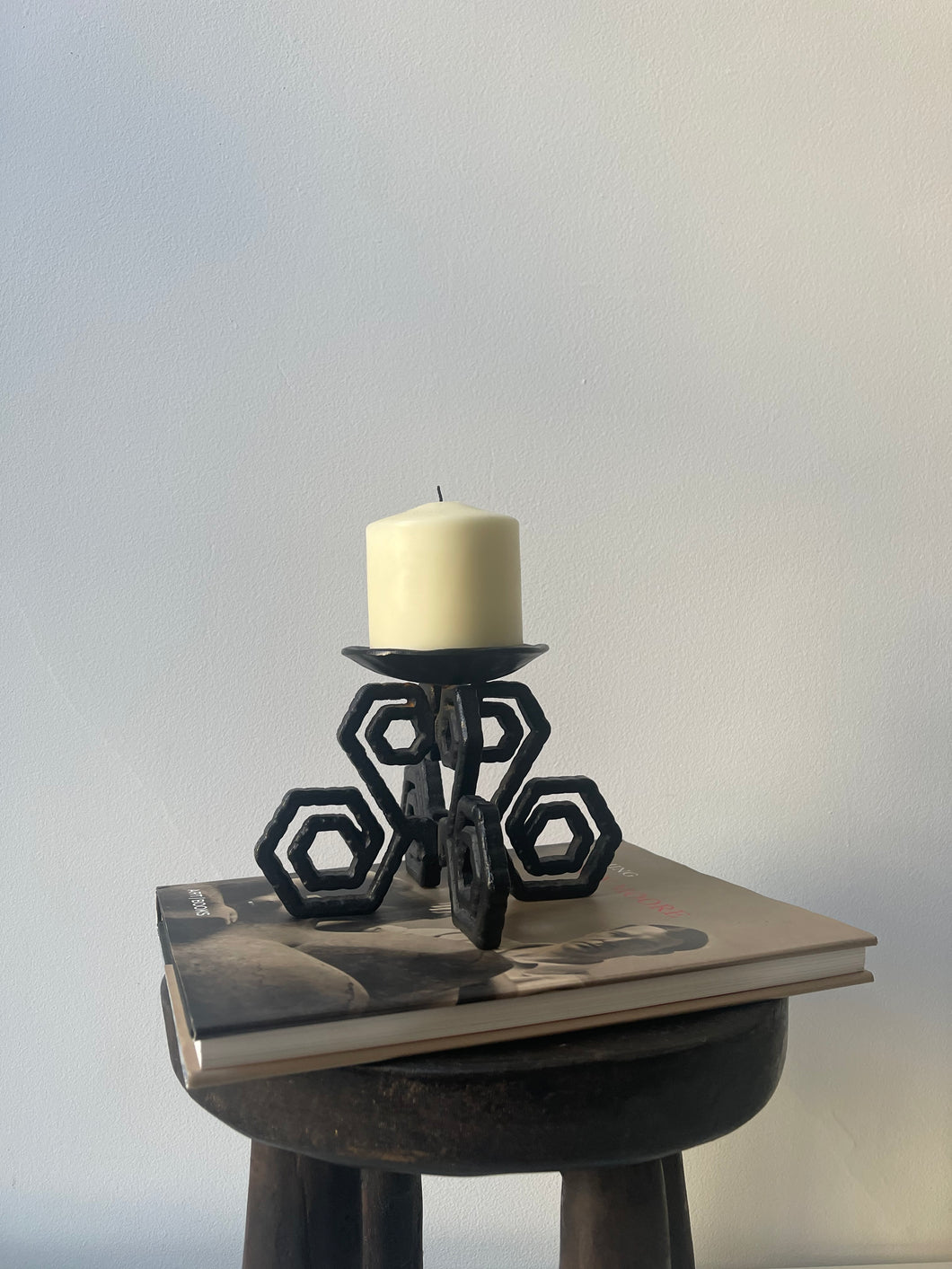 Cast Iron Geometric Candle Holder