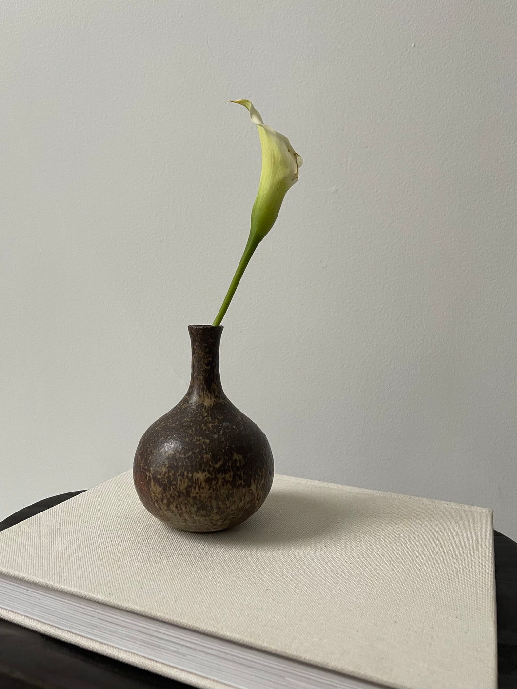 Brown Speckled Ceramic Bud Vase