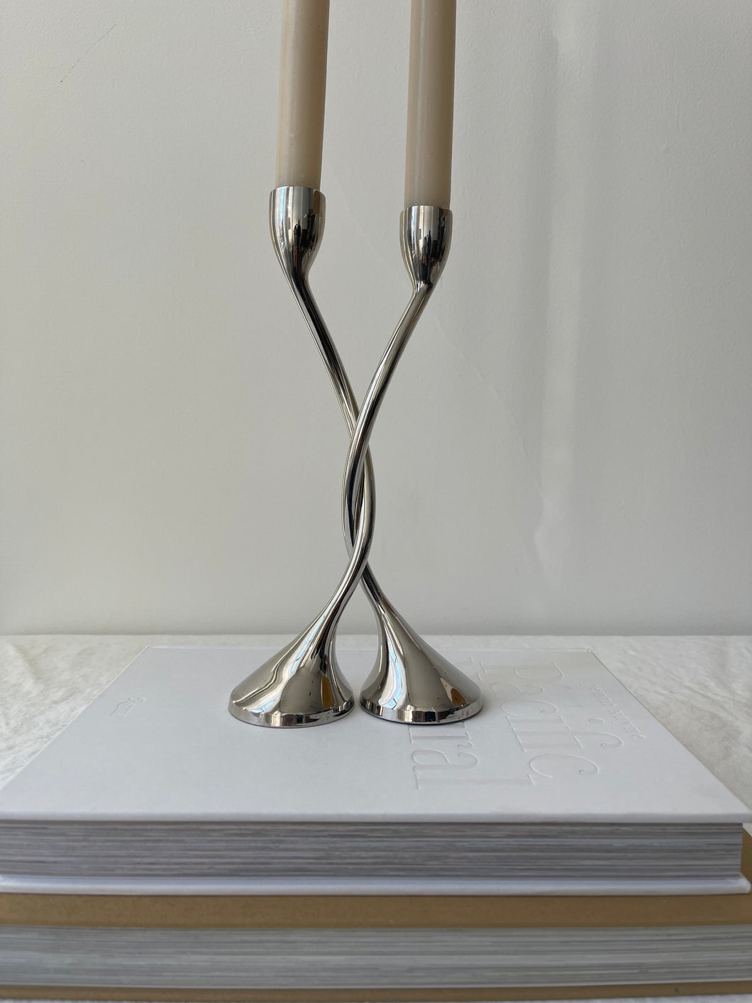 Adjoining Chrome Candle Holders