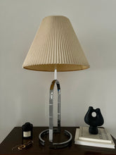 Load image into Gallery viewer, Chrome Table Lamp With Pleated Shade
