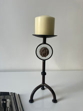 Load image into Gallery viewer, Tall Iron and Glass Candle Holder
